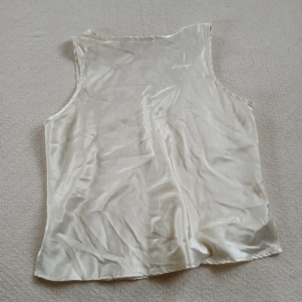 victorias secret ♡ gold label vintage satin tank top medium silky neutral y2k